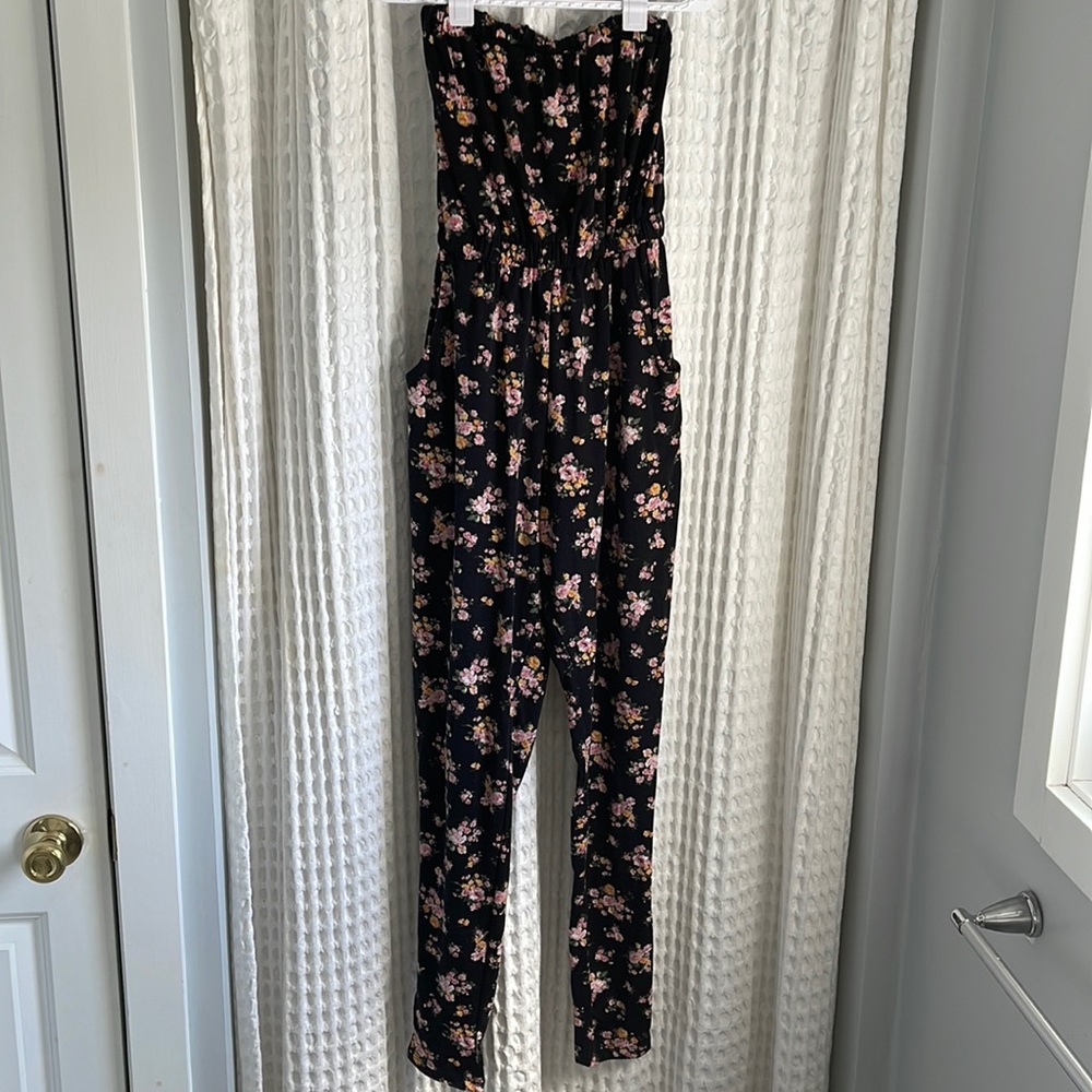 Material Girl sleeveless floral jumpsuit